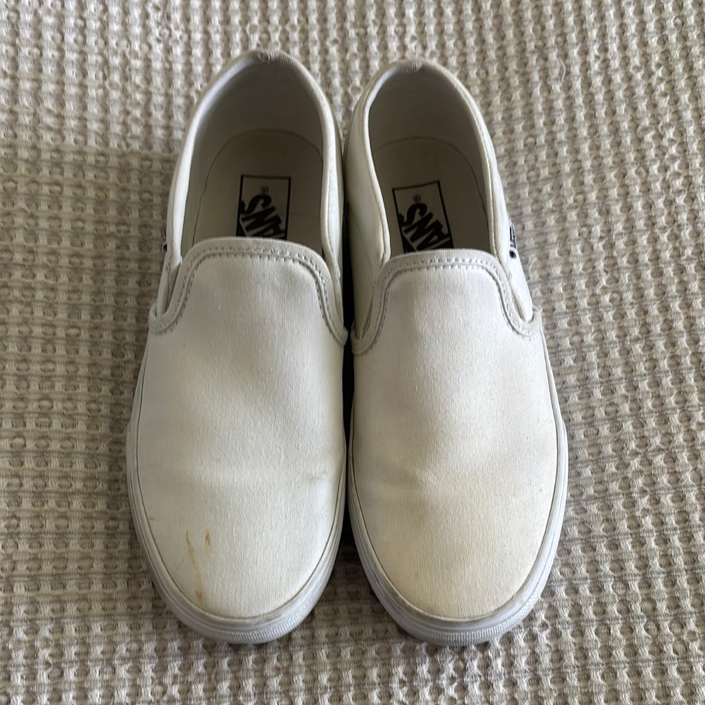 Vans White Platform Slip-On Sneakers